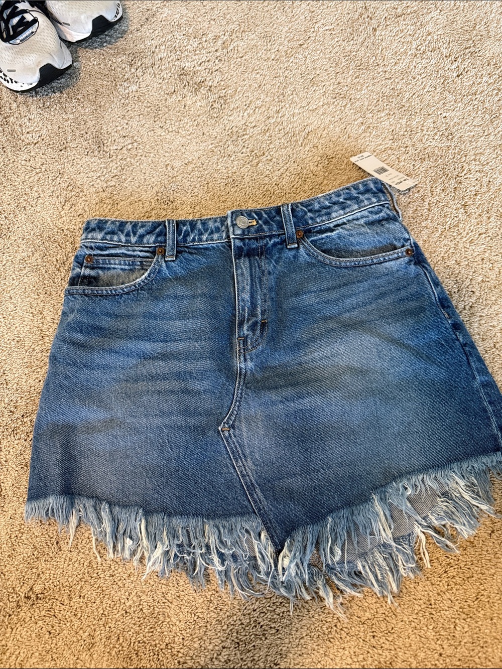 Free People Frayed Hem Denim Mini Skirt - Blue